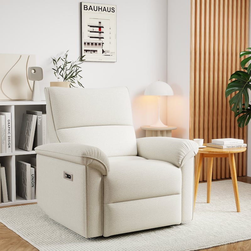 GDFStudio - Zero Wall Snowflake Velvet Power Recliner with USB Type-C