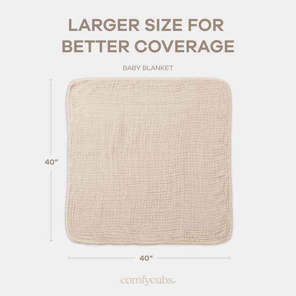 dimension image slide 2 of 14, Muslin Baby Blanket, 40" x 40" Swaddle Blanket by Comfy Cubs