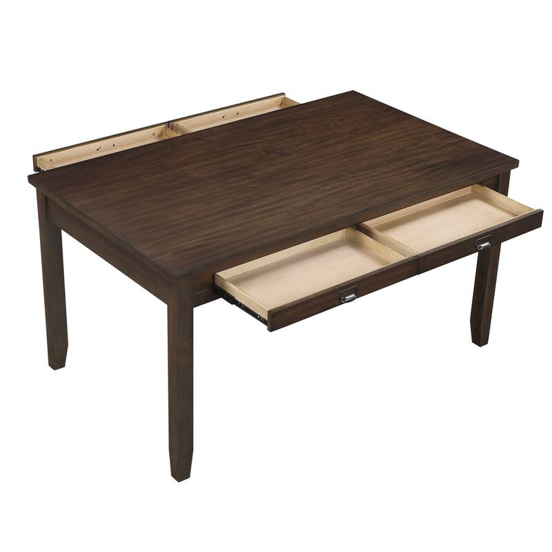 Dark Cherry Finish Dining Table with 4 Drawers 1pc Transitional Style Wooden Funiture Dining Kitchen Table