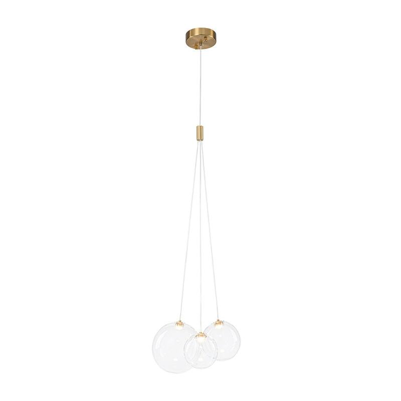 Modern 3-Light Dimmable LED Glass Globe Bubble Cluster Chandelier