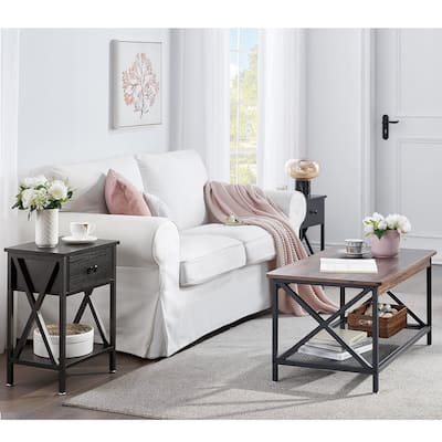 VECELO Contemporary Coffee Table Set, Living Room Set(2PCS/3PCS)