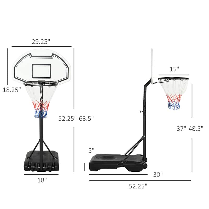 Aosom Portable Swimming Pool Basketball Hoop, 30 Inch Backboard with a Telescoping Height & All-Weather Build