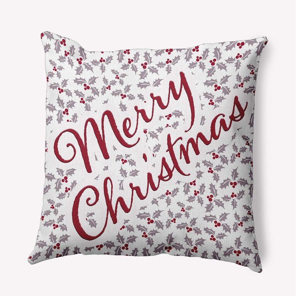 Merry Christmas with Holly Accent Pillow