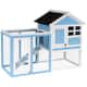 PawHut 48" Wooden Rabbit Hutch Bunny Cage with Waterproof Asphalt Roof, Fun Outdoor Run, Removable Tray and Ramp