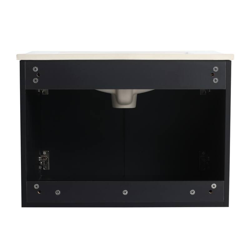 24" Floating Wall-Mounted Bathroom Vanity with Soft-Close Doors, Ceramic Sink, Eco-Friendly Plywood Base