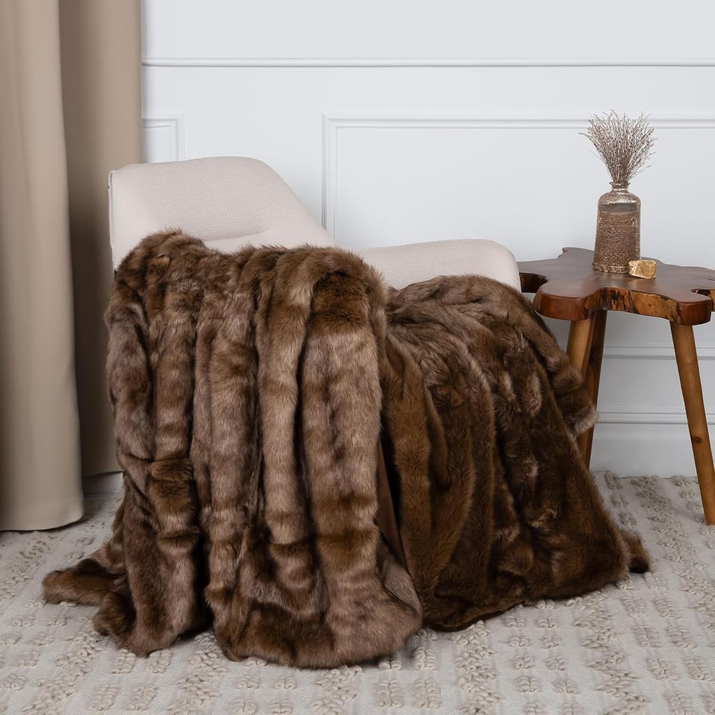 Aurora Home Oversized Faux Fur Autumn SableThrow