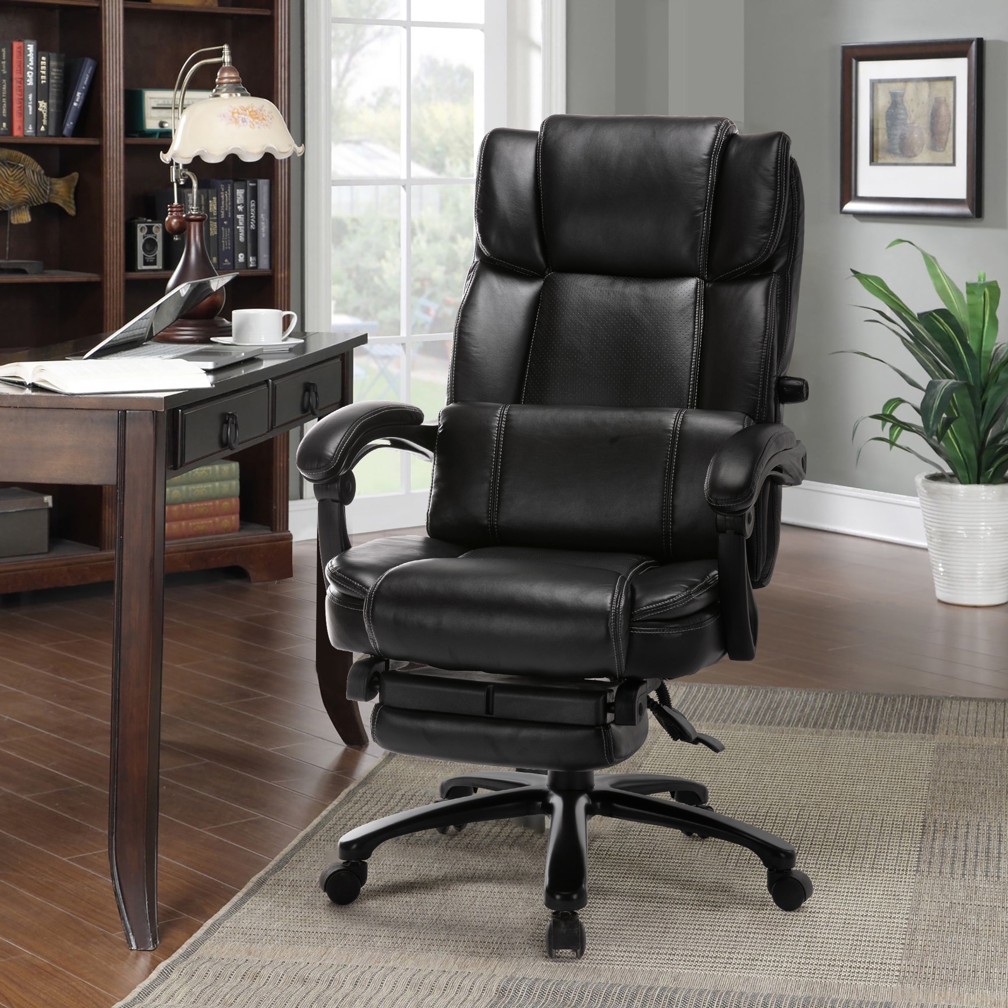 reclining office chair with adjustable lumbar support and locking system