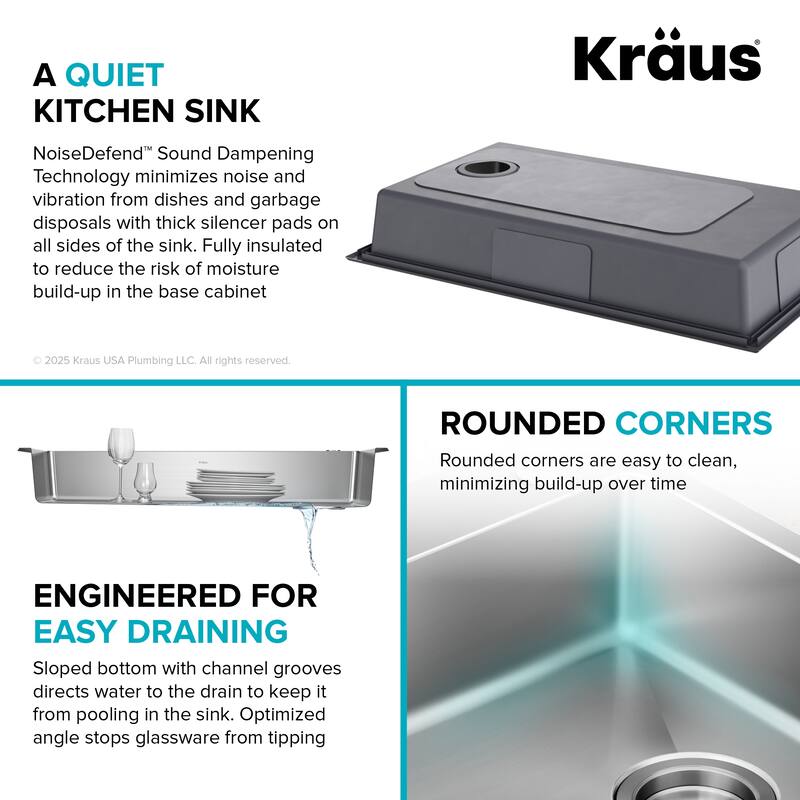 KRAUS Fairlane Drop In Top Mount 18 Gauge Stainless Steel Kitchen Sink