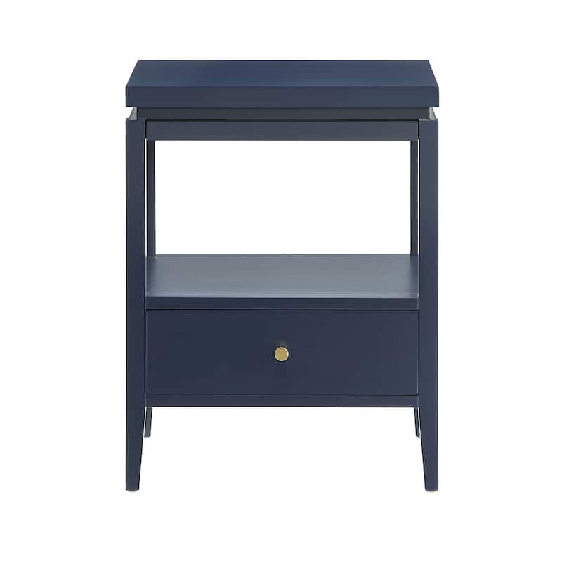 Modern Nightstand with Drawer and Floating Shelf Tapered Legs Design