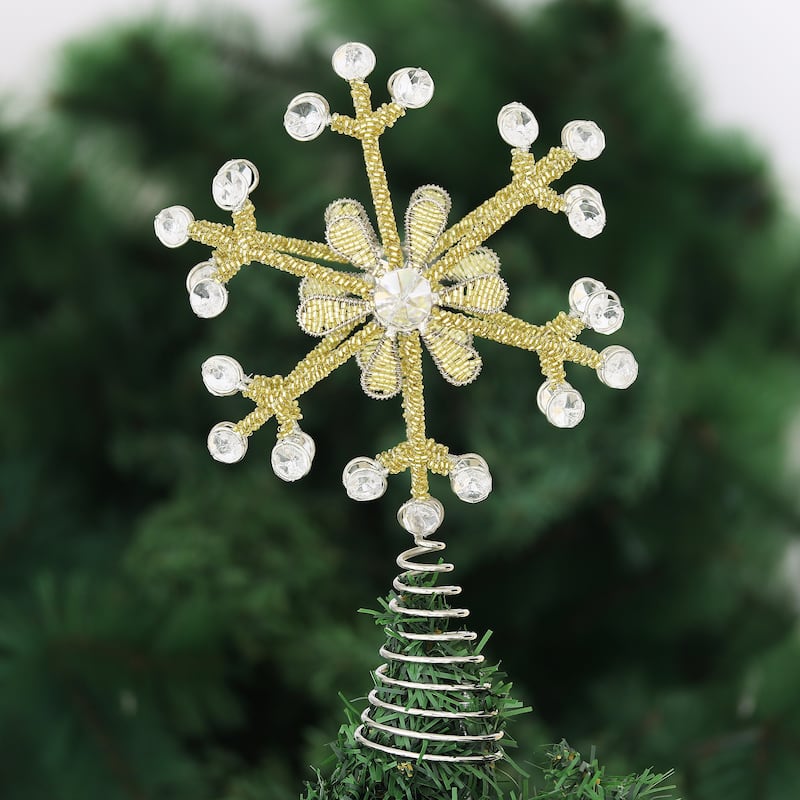 Novica Handmade Sparkling Holiday Beaded Tree Topper