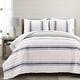 preview thumbnail 19 of 51, Lush Decor Farmhouse Stripe 3 Piece Quilt Set Navy - Full - Queen