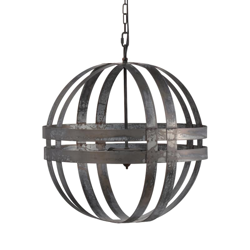 4 - Light Galvanized Chandelier, Hanging Light Fixture with Adjustable Chain for Kitchen Dining Room, Bulb Not Included