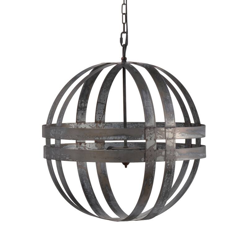 Globe Chandelier, Gray Stairway Ceiling Lighting, Hanging Ceiling Light Fixture with Adjustable Chain for Mudroom