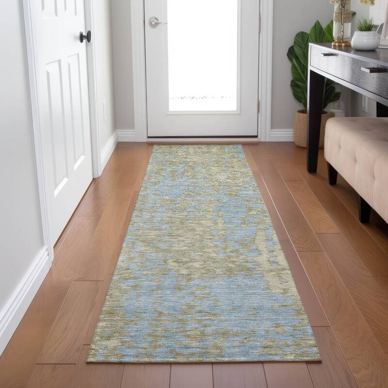 Machine Washable Indoor/ Outdoor Modern Abstract Chantille Rug