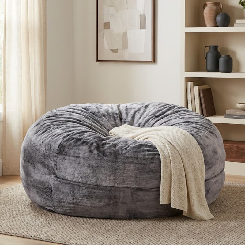 Sealy® Bala Faux Fur Corduroy 5ft Foam Bean Bag Lounger - Grey - Medium