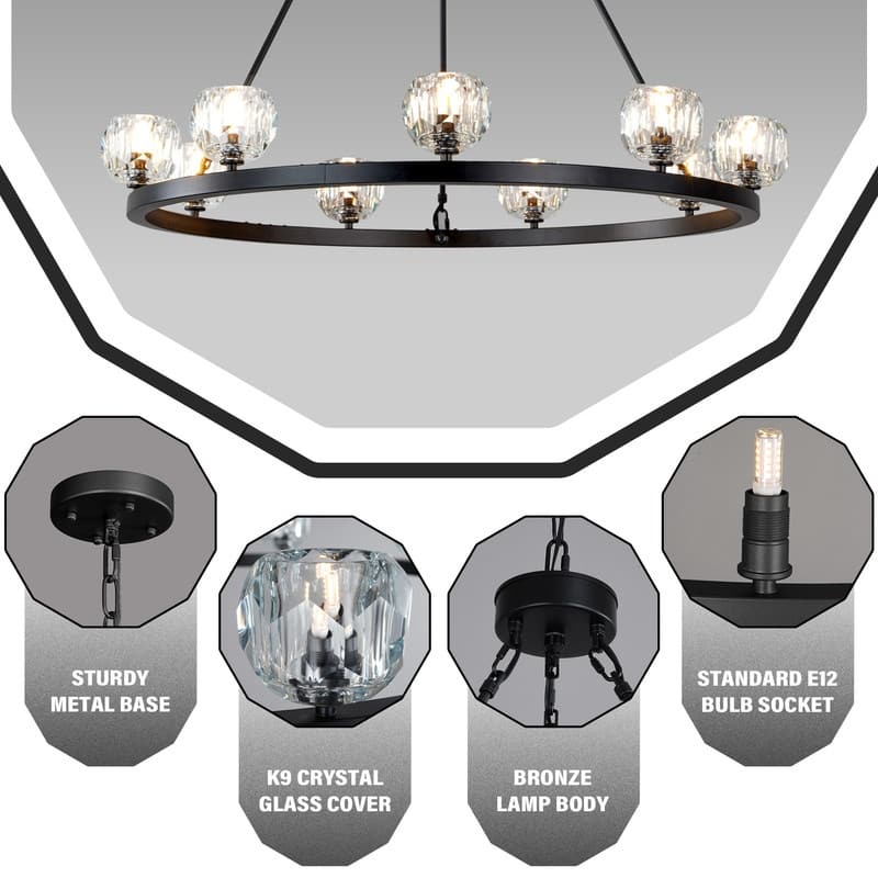 KAYLA 48" 20-Light Double-Layer Crystal Ball Chandelier