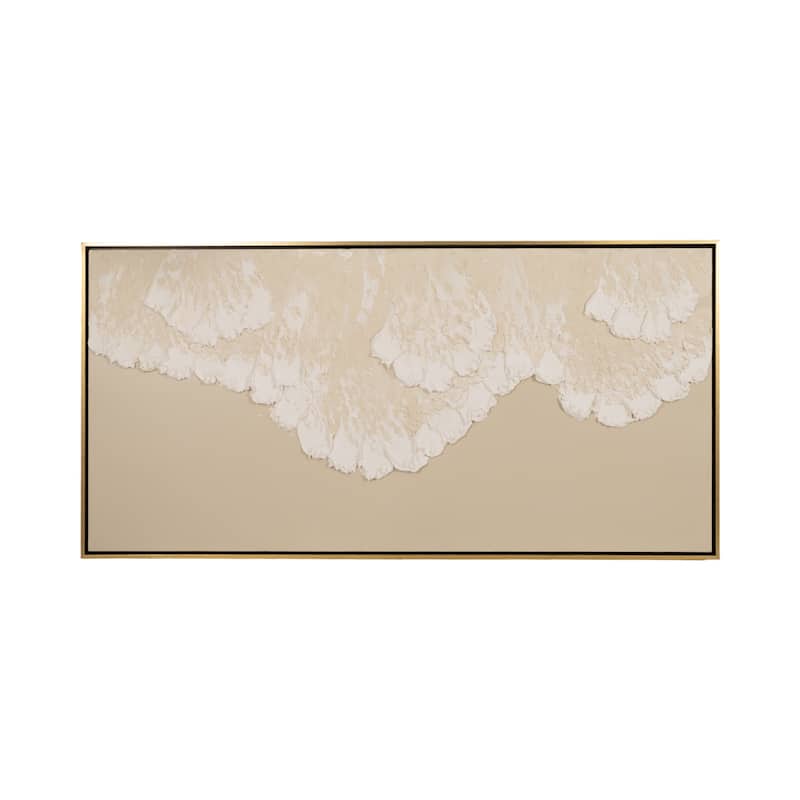 Wood Acrylic Coastal Wall Art Textured Abstract Tidal Waves - 47" Tan - Wood - Natural - 95" x 2" x 47"