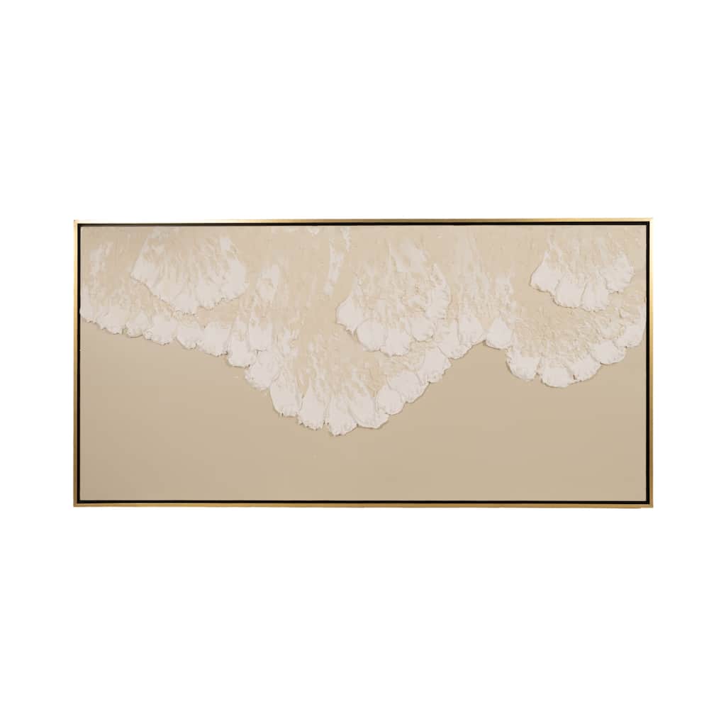 Wood Acrylic Coastal Wall Art Textured Abstract Tidal Waves - 47" Tan