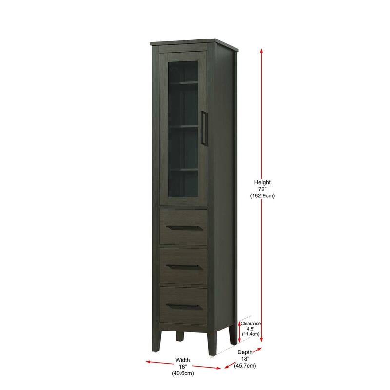 Laura 16-28 Inch Bath Storage Glass Cabinet