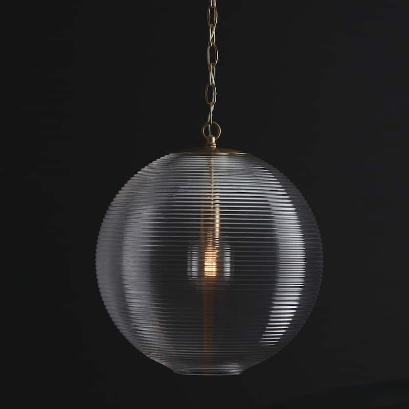 Dolan 1-light Pendant w/ Clear Ribbed Glass