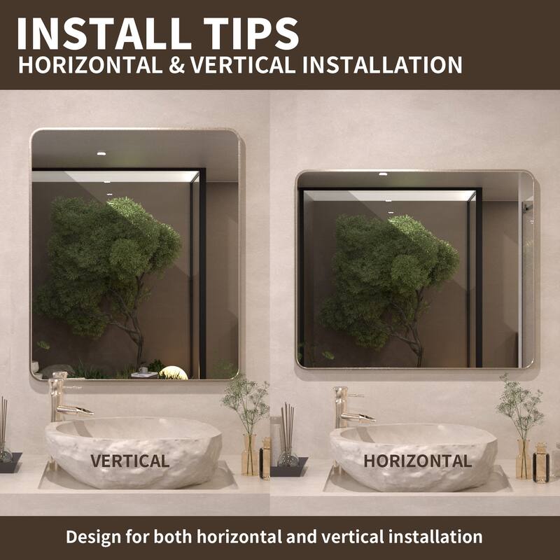 24/30/42/48/60 inch Rectangle Frameless Wall Mounted Bathroom Vanity Mirror