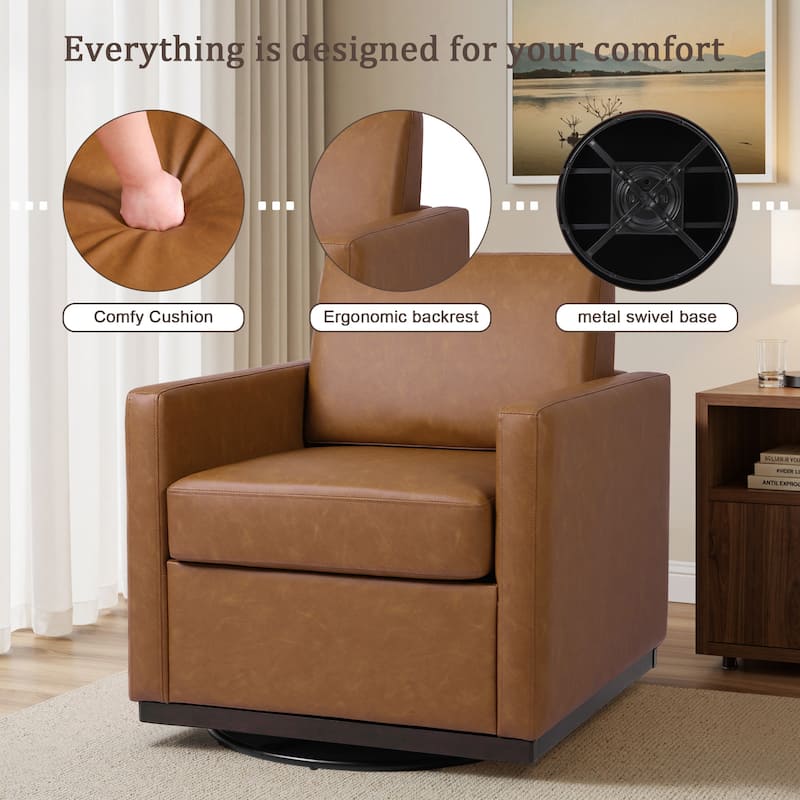 Modern Upholstered Swivel Accent Armchair Set of 2