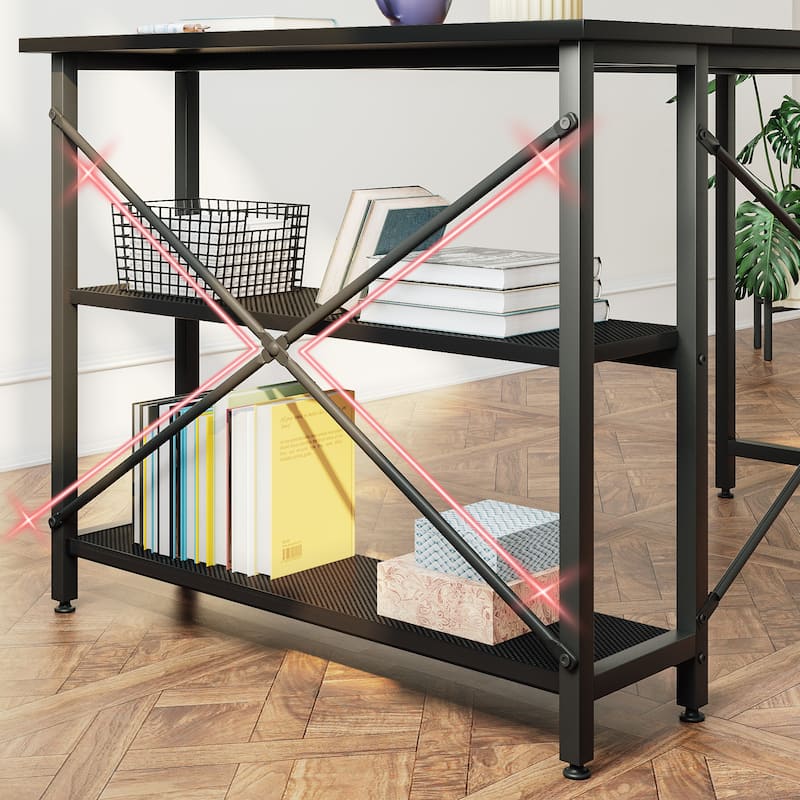 Small L Shaped Desk with Storage Shelves Corner Computer Desk