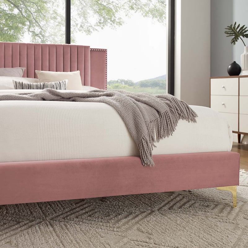 Zahra Channel Tufted Performance Velvet Full Platform Bed