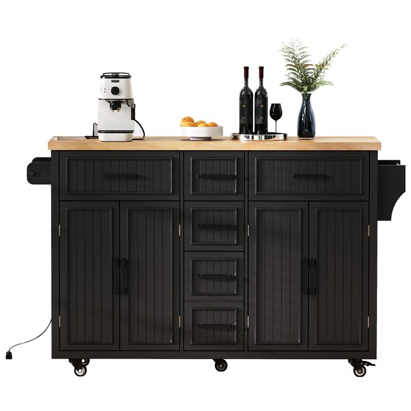 Large Kitchen Island with Drop Leaf Rolling Kitchen Cart with Drawers
