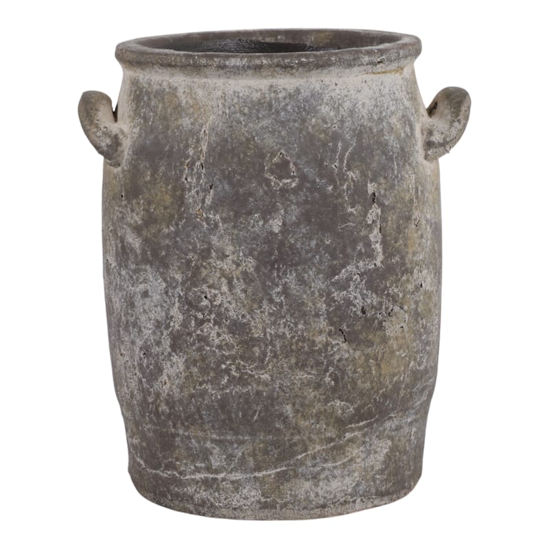 Ceramic Table Vase Rustic Handles Textured Artisan Decorative Accent - Brown - 6.5" x 6" x 8"