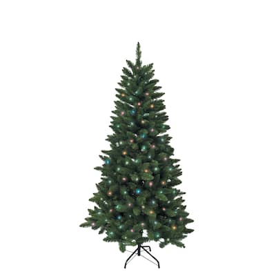 Kurt Adler 4.5-Foot Pre-Lit Multi-Color Green Pine Tree - 4.5'