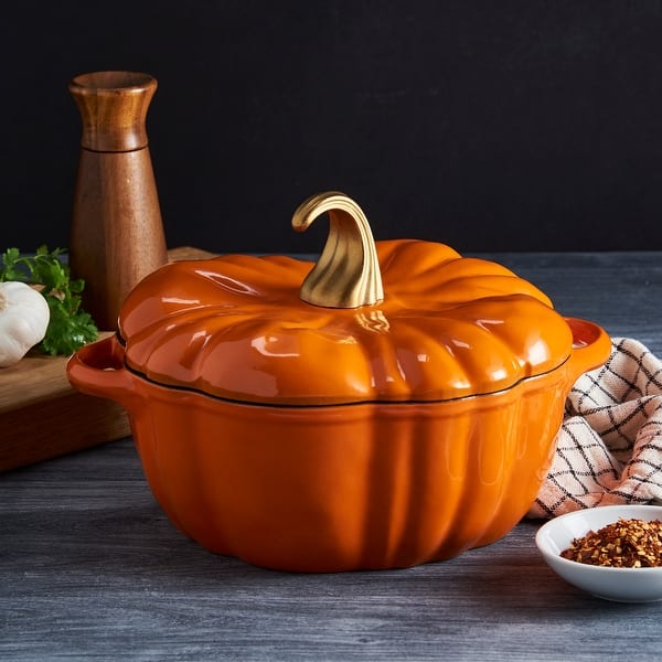 4Qt Enamel Cast Iron Dutch Oven Orange Pumpkin Bed Bath & Beyond
