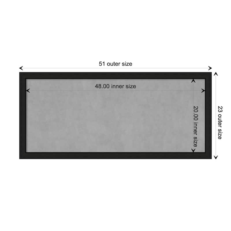 Amanti Art Midnight Black Narrow Framed Magnetic Board - Board Size 48x20