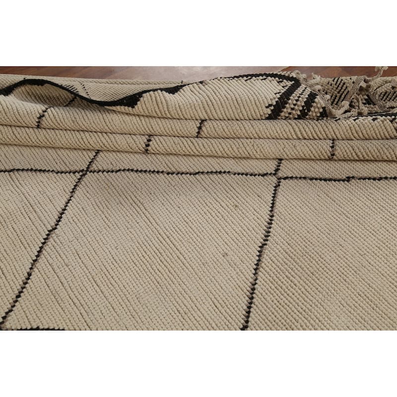 All-Over Trellis Moroccan Area Rug Handmade Wool Carpet - 8'10"x 12'2"