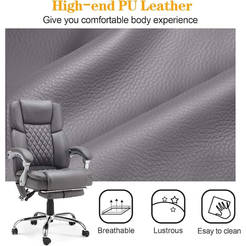 EROMMY Ergonomic Heated Massage Office Chair with Lumbar Support, Reclining Backrest, 2/4/6-Point Massage
