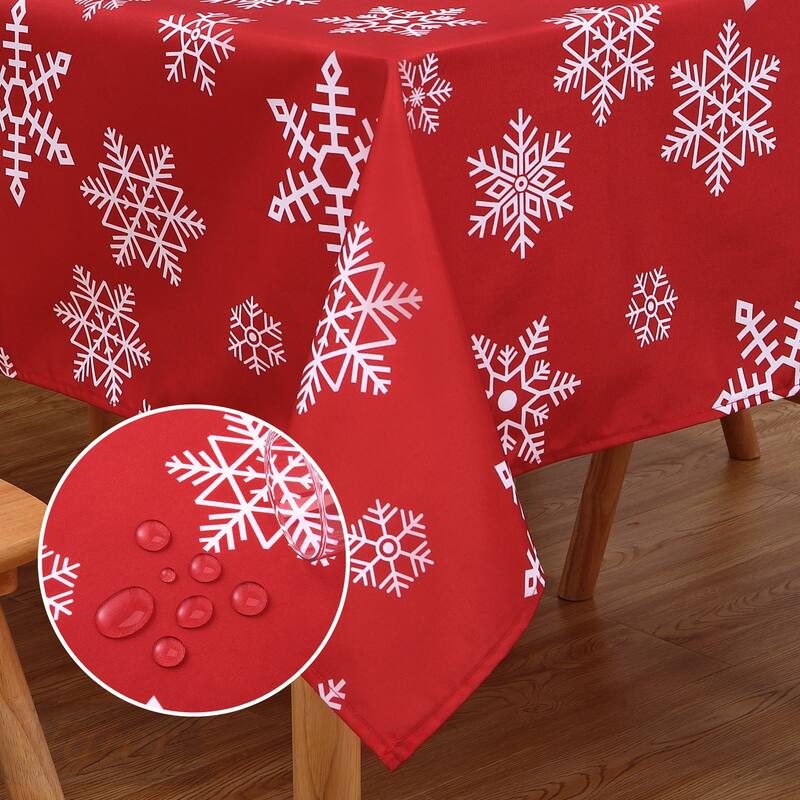 Christmas Rectangular Tablecloth Xmas Table Covers for Kitchen Dining Room Table Decor, Red
