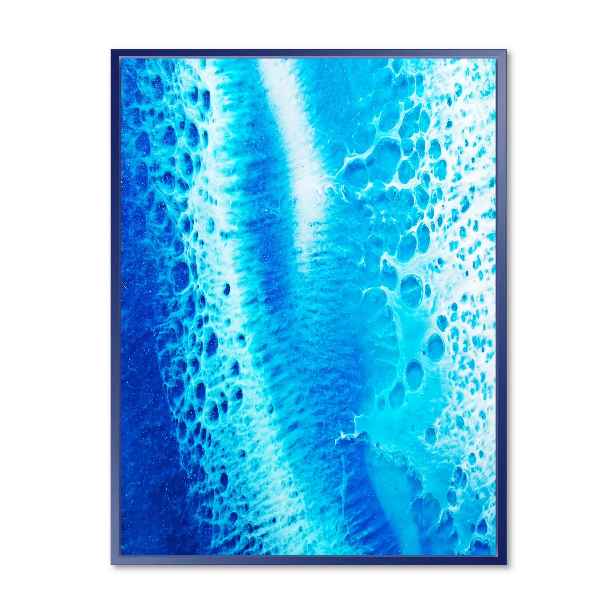 Designart "Waves Epoxy ResIn Art I" Modern & Contemporary Framed Canvas