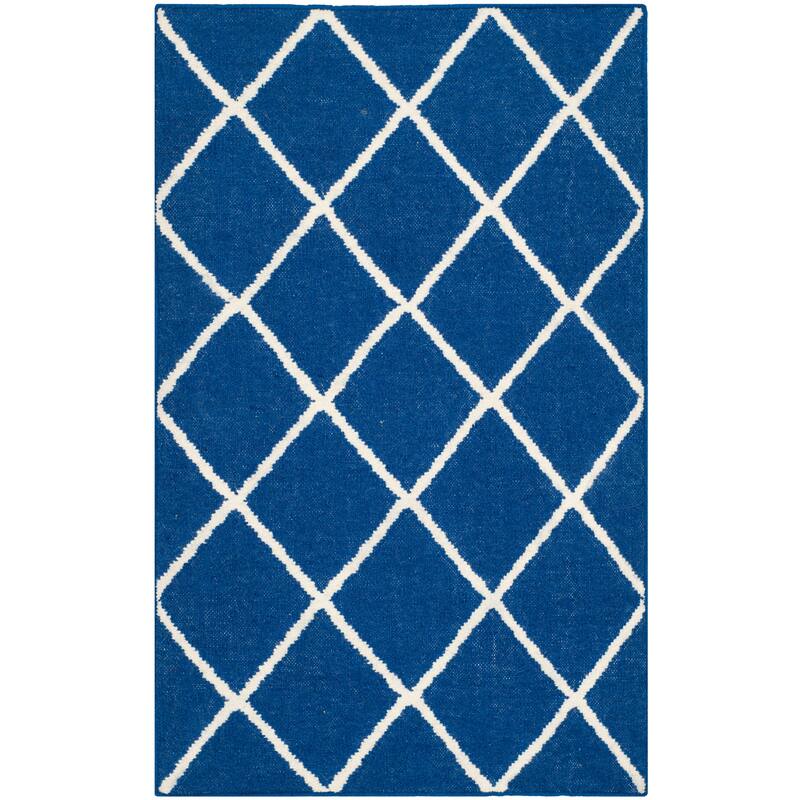 SAFAVIEH Handmade Flatweave Dhurries Valdi Modern Moroccan Wool Rug - 2'6" x 4' - Dark Blue