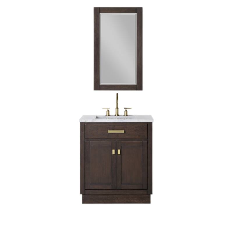 Chestnut 30" Single Bathroom Vanity Vanity with Mirror(s) and Faucet(s)