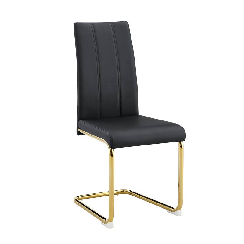 2-Pack PU Upholstered Dining Chairs - Modern High-Back Side Chairs with Luxury Gold-Plated Iron Tube Legs for Dining Room