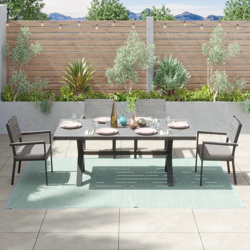 Corvus Orville 7-piece Aluminum Outdoor Dining Set with WPC Table Top