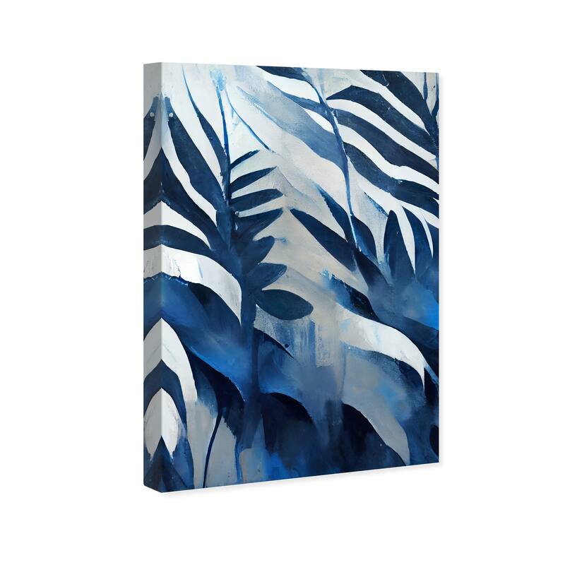 Wynwood Studio Canvas Floral and Botanical Jungle Rain Blue and Tropical Wall Art Canvas Print - Blue, White