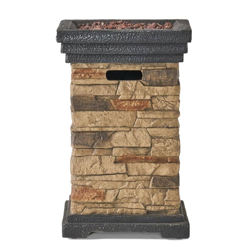 19.5 in. W x 29 in. H Square Stone Propane Gas Burning Outdoor Fire Pits in Gray