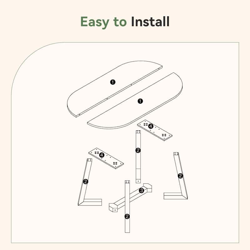 63-Inch Solid Wood Oval Dining Table, Wooden Farmhouse Kitchen Table