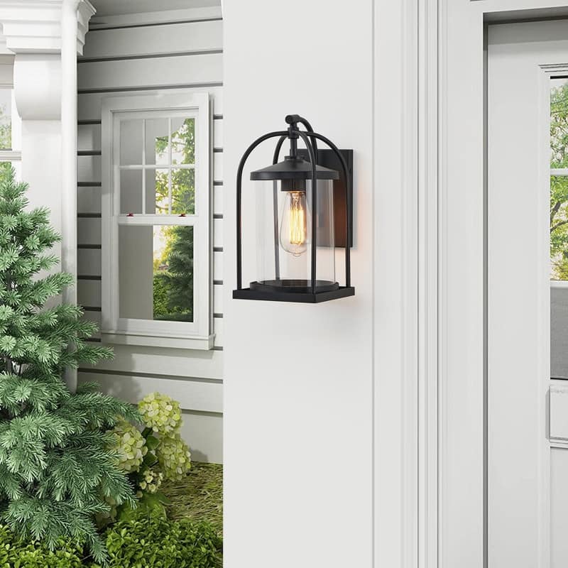KAWOTI 12.63" 1-Light Outdoor Cage Wall Sconce Black