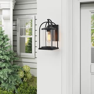 KAWOTI 12.63" 1-Light Outdoor Cage Wall Sconce Black
