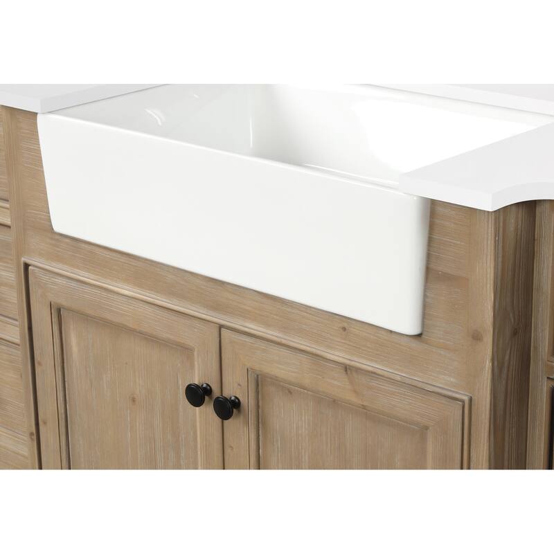 Ari Bath, Kelly 60" Bathroom Vanity, Weathered Fir Finish, White Engineered Stone - 60