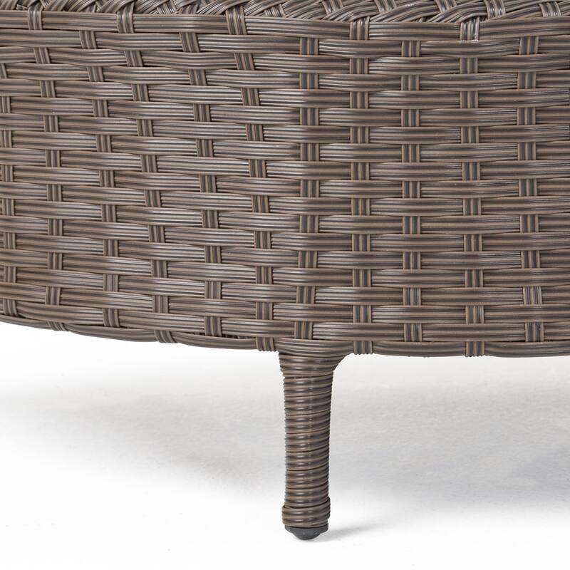 Newton Outdoor Half-Round Coffee Table - Wicker - Gray by Christopher Knight Home