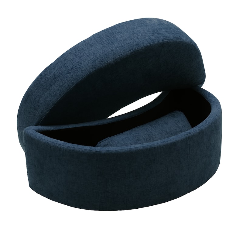 41" W Oversized Accent Barrel Swivel Chair with Moon Storage Ottoman