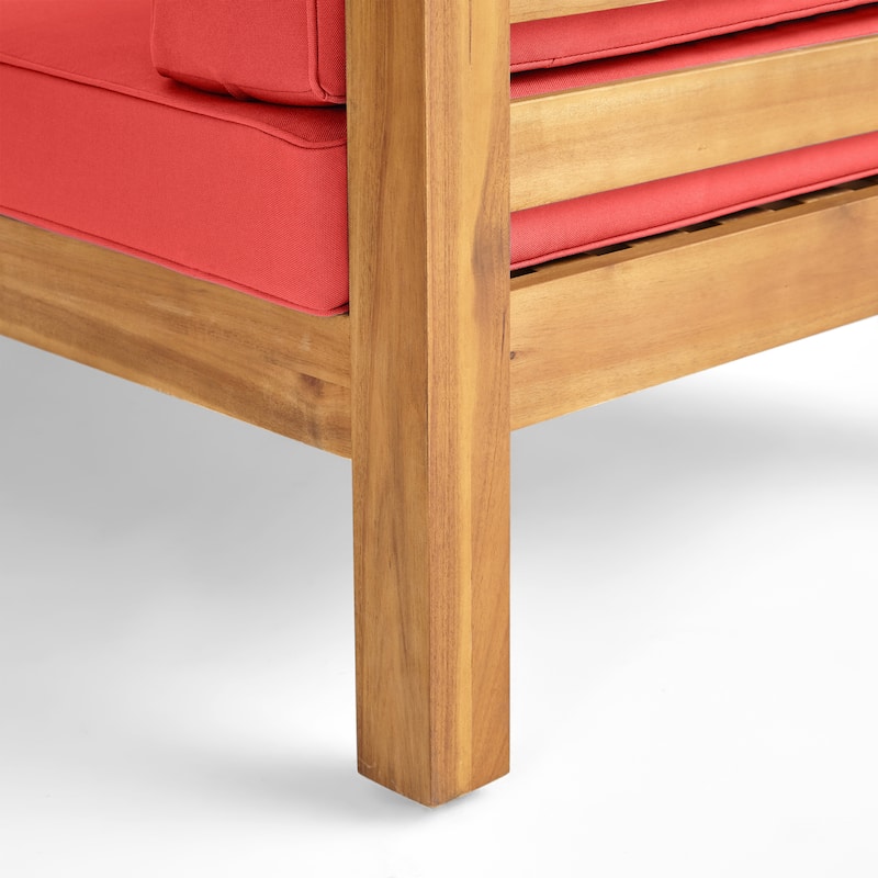Oana Outdoor 4 Seater Acacia Wood Club Chair and Coffee Table Set by Christopher Knight Home